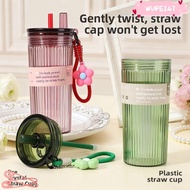 WUPEI47G9 Summer Plastic Straw Cup, 650ML Large Capacity Leak Proof Student Water Cup, with Lid & Ha