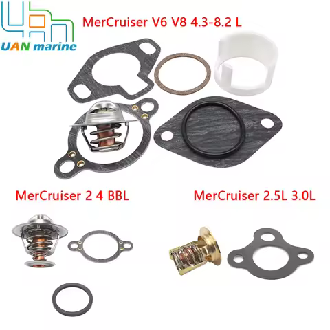 Thermostat Kit for MerCruiser V6 V8 4.3-8.2 L 165-488 2 4 BBL MCM GM 2.5L 3.0L Stern Drives 807252Q5