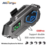 C8pro 300m Range Intercom Motorcycle Helmet Headset | Bluetooth 5.3, ENC Noise-Cancelling, LED Indic