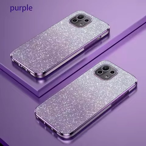 For Xiaomi 11 Lite 5G NE Case Xiaomi 11 Lite Phone Case mi 11 5G Cover Luxury Gradient Glitter Plati