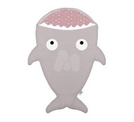 西班牙BabyBites 鯊魚咬一口(標準版)純棉手工嬰兒睡袋防踢被包巾-卡其灰(朵朵雲-粉底)