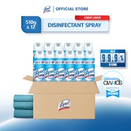 Lysol Antibacterial Disinfectant Spray Cleaner Crisp Linen 510 G Set of 12