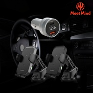 Meet Mind iCar雙線圈感應15W Qi認證無線充電車架 + PD/QC 54W 鋁合金電顯車用快充 黑色