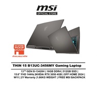 MSI Laptop THIN 15 AI Gaming (i5-13420H/16GB/512GB/15.6" FHD 144HZ/RTX 3050 4GB/OFF HOME 2024/W11/BA