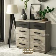 Melody Furniture - Rak Laci Buffet Serbaguna Sideboard Credenza Oxan Chest Rovere - Linen