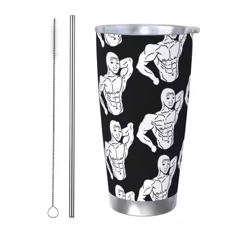 RIPPED WOJAK Tumbler Vacuum Insulated Smiling Wholesome Meme Thermal Cup Vacuum Flask Double Wall Mu