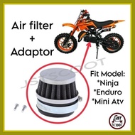 ◬ ∆ ◕    Air filter+Adaptor for 49cc Pocket bike Enduro and ninja Mini Atv