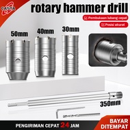 CASTA Set Lengkap Hole Saw Pelubang Beton SDS Plus Kepala 30 40 50mm As Bor 350mm + Mata Center + Ku