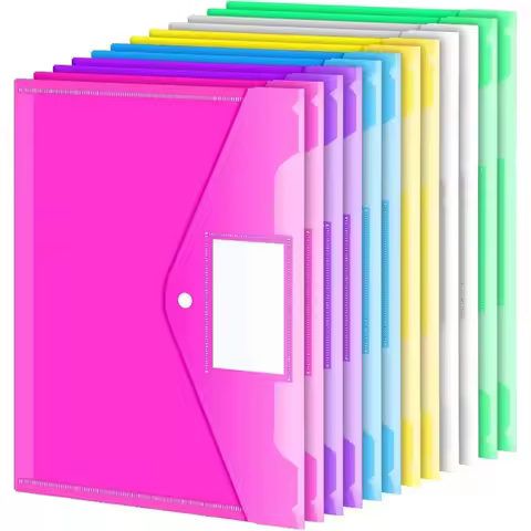 5/10pcs A4 Folders Plastic Envelopes Clear File Folder for Document Poly File with Label Pocket Snap
