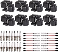 ENA Set of 8 Ignition Coil with 16 Iridium Spark Plug and Red Wire Set Compatible with Mercedes-Benz