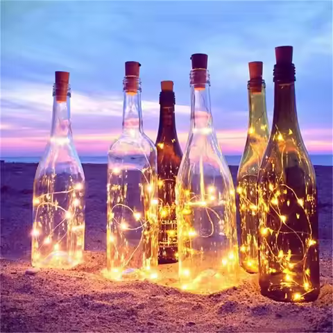 2M Solar Cork String Lights 20LED Decoration Bottle Cork Lamp Strings Easy To Store Waterproof Bottl