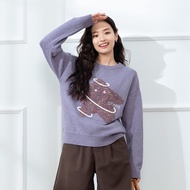 Lagogo 2024 ใหม่ Wish Star คริสต์มาส นุ่ม ยืดได้ ถัก ผู้หญิง เสื้อสเวตเตอร์ NCMM879G99 หวาน สไตล์ปัก