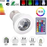 E27 E14 GU10 GU5.3 MR16 RGB LED Spotlight Bulb 3W Colour Change Remote Control For Home Festival Hol