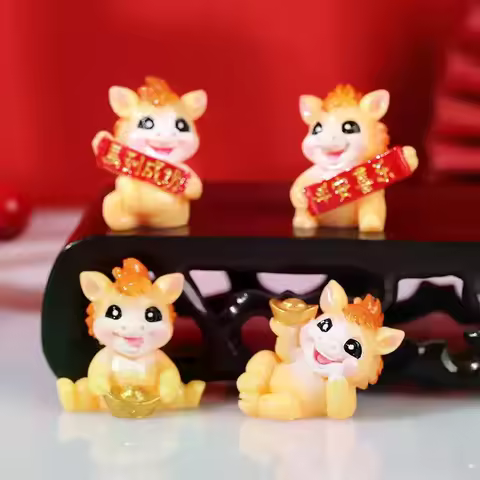 1/2Pcs Lifelike Zodiac Horse Mascot Ornament Resin 2026 Horse Year Figurines Decorative Chinese Mini