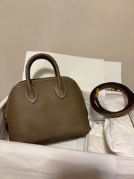 全新 愛馬仕Hermes mini bolide 大象灰牛皮保齡球袋 貝殼包 可手挽斜咩側孭
