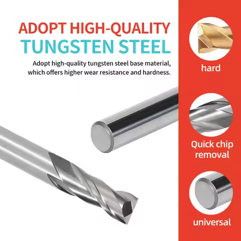 2-Flute CNC Carbide End Mill - Extended Straight Shank, Keyway Specialized for Aluminum