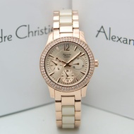 Jam Tangan Wanita Alexandre Christie AC 2463 ROSEGOLD WHITE Original