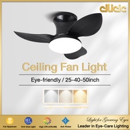 Ceiling Fan with Lamp 3-Color LED Remote Control Silent Ceiling Fan 25/40/52 Inch Pendant Light Bedr