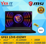 MSI Thin GF63 12VE-032MY 15.6" Gaming Laptop (i5-12450H 16GB 3200Mhz 512GB RTX4050 6GB Win11H) Free 
