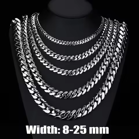 8mm 10mm 12mm 15mm 18mm 20mm 25mm Hip-hop Cuban chain Pendant Necklace Copper 18K Gold Plated Men Bo
