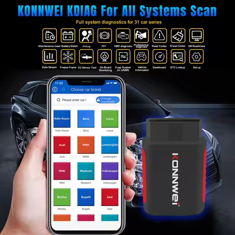 2026 KONNWEI KDIAG Full System Bluetooth OBD2 Scanner Control EPB/DPF/OiL/BMS Reset Car OBD Diagnost