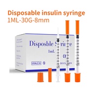 100pcs 1ml/cc 30G 8mm Orange insulin Syringe With Needle,Disposable Sterilized Individually Packed F