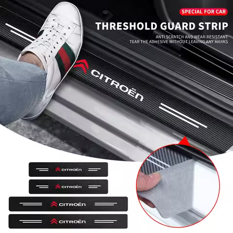 Carbon Fiber Anti Scratch Scuff Pedal Car Door Sill Protector Stickers For Citroen C3 C4 X7 Xsara Pi