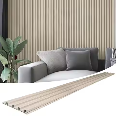 8-Pack 96 x 6in. WPC Acoustic Slat Wall Panels for Modern Decor, TV Background, Living Room in White