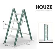 [HOUZE] ELLE 3 Tier | 4 Tier Foldable Aluminum Step Ladder 3 Color [Pink | Blue | Green] - Compact | Space Saving