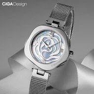 CIGA design璽佳手表女表ins風簡約丹麥玫瑰表石英款腕表生日禮物