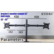 Bracket jepit dual Monitor TV untuk 2 monitor 13" - 32" inch