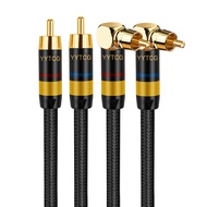 YYTCG | สายสัญญาณ RCA 2-to-2 คุณภาพ HiFi แบบ L-shaped