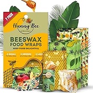 HUNNYBEE Reusable Beeswax Wrap (7 packs) | Beeswax Wraps for Food | Organic Bees Wax | Reusable Sandwich Wrap | Sustainable Gifts | Beewax Wrapping with Natural Jojoba Oil