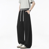 Curved Pants Men 2025 Men's Pants Drape Loose Straight Men's Casual Pants Stitching Checked Pants Me