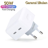 50W Dual Port C + C Fast Charging Charger Adapter