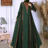 Myabaya Abaya Turkey El 111 Gamis Abaya Arab Black Jersey Mix Ceruti Embroidery Mote Swarosky