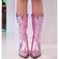 Premium Pink Cowboy Boots Metallic Boots/Cowboy Boot/Pink