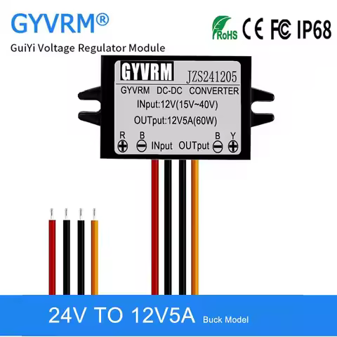 DC-DC Conventer 24V to 12V 5A 60W DC Step-down Converter 15V 18V 20V 24V to 12V Car Power Module 24V