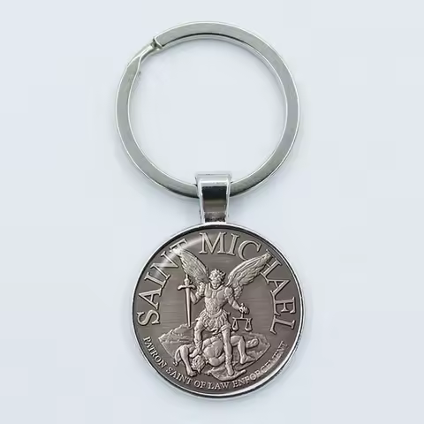 Archangel St.Michael Keychain Protect Me Saint Shield Angel Protection Pendant Key Ring Orhodox Amul