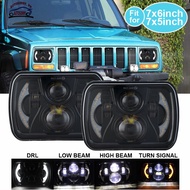 1 Pair 7x6" 5X7" Rectangle Off Road Car LED Headlights with High Low Sealed Beam DRL Light Headlamp