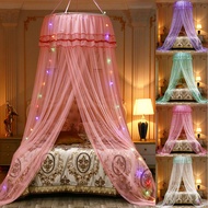 With Light String Princess Girl Garden Mosquito Net Round Lace Curtain Dome Bed Canopy Netting Summer Romantic Mosquito