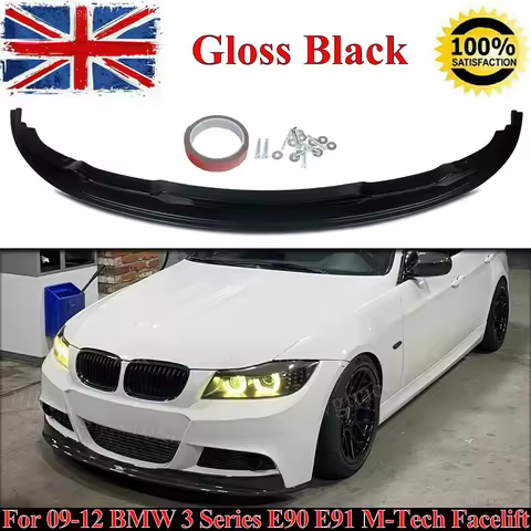 Magickit Glossy Black Front Bumper Lip Spoiler Splitter For BMW 3-Series E90 E91LCI 2009-2012 M Spor