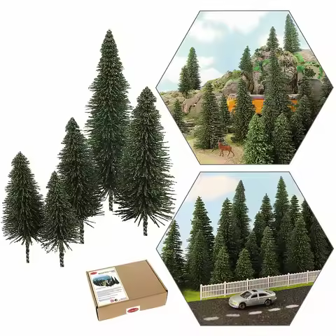 Evemodel 5cm-12.5cm Model Pine Trees Deep Green Pines For HO O N Z Scale Model Railway Layout Mini S