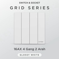 Light Switch 4 Gang 2-Way On-Off Switch/ DUTRON GRID Series White