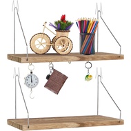 2 Pack Cubicle Wall Shelf with Hooks - 11.8" Wood Organizer for Fabric Cubicle Walls, Hanging Desk A