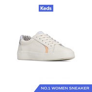 KEDS รองเท้าผ้าใบหนัง แบบผูกเชือก รุ่น PURSUIT LEATHER POP LINING สีครีม ( WH67976 )
