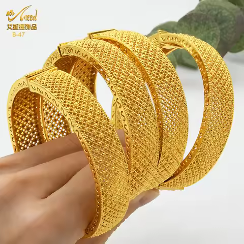 Dubai Gold Color Bangles For Women Indian Jewelry Bangle Wedding Egyptian African Jewellery Wholesal