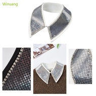 Winu False Elaborate Shawl Collar Heavy Duty Rhinestones Sweet False Collar Detachable for Lady Deli