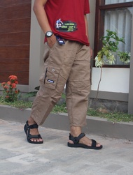 Hugo Pants - Celana Sirwal Cargo Angkle Pria Dewasa 3/4 Pinggang Karet