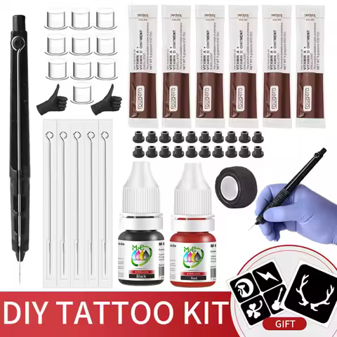 Complete 3D Body Art Tattoo Kit - Professional Hand Poke & Stick Pen Set with Ink, Needles, and DIY 